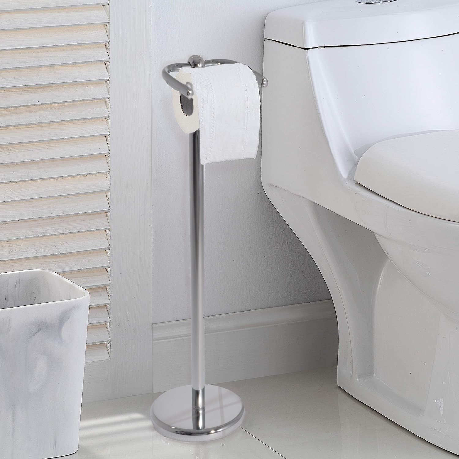 floor mounted toilet roll holder