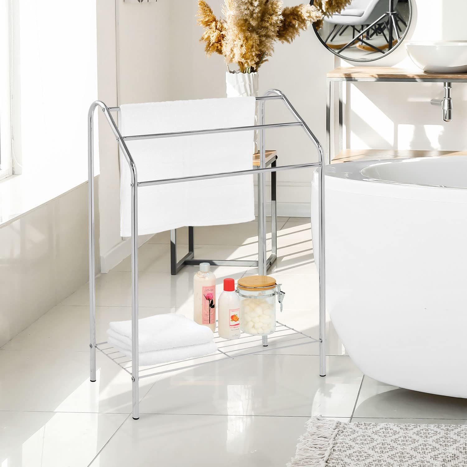 Best HD Pictures about  Free Standing Chrome Towel Rack  with No AI Images