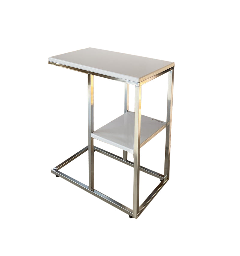 Bellini C Shaped Table With Shelf-White
