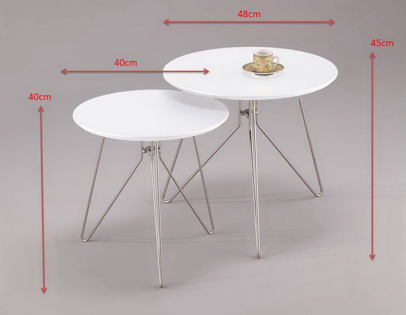 Alegro Set of 2 Round Nesting Tables-White