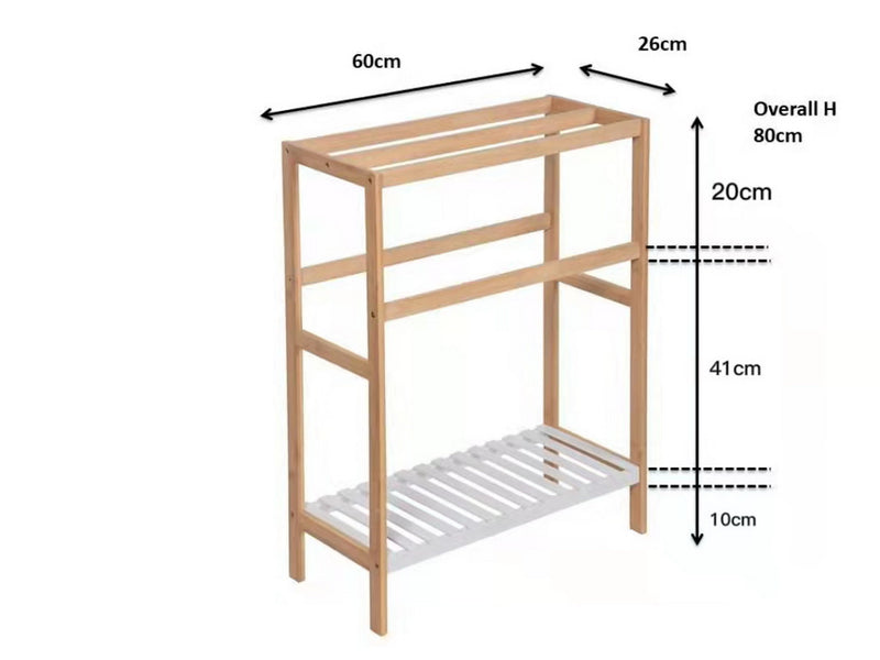 Kassi Bamboo Free Standing Towel Rack W/Bottom Shelf (7344946479267)