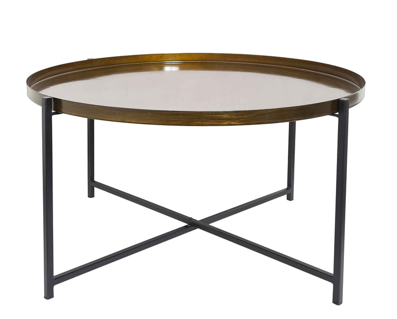 Cassia Round Metal Foldable Tray Top Coffee Table,Brass (7467069374676)