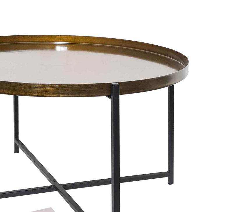 Cassia Round Metal Foldable Tray Top Coffee Table,Brass (7467069374676)