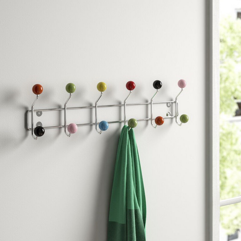 Aspect Steel/Ceramic Deluxe Wall-Mounted 12-Hook Coat Hanger, Multi