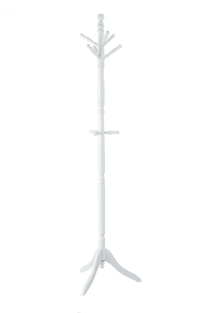 Cleo Wooden Coat Stand with 9 Hooks-Solid Wood in White Finish (6024396079267)