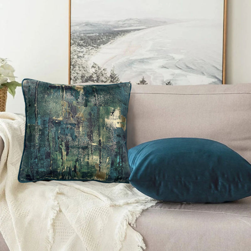 Teal Blue Abstract Art Artwork Cushion,45x45cm (CSHN11)