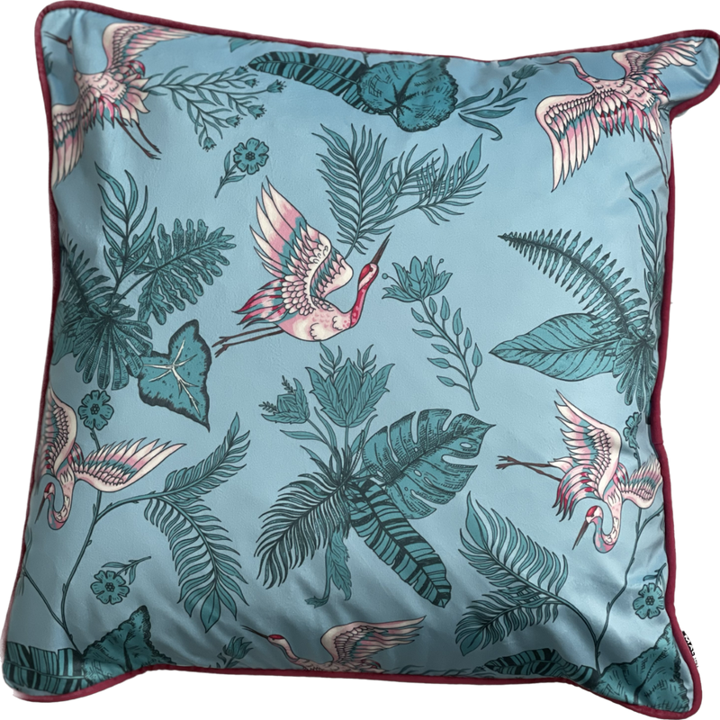 Bird of Paradise Cushion, Light Blue/Pink,50x50cm (CSHN01)