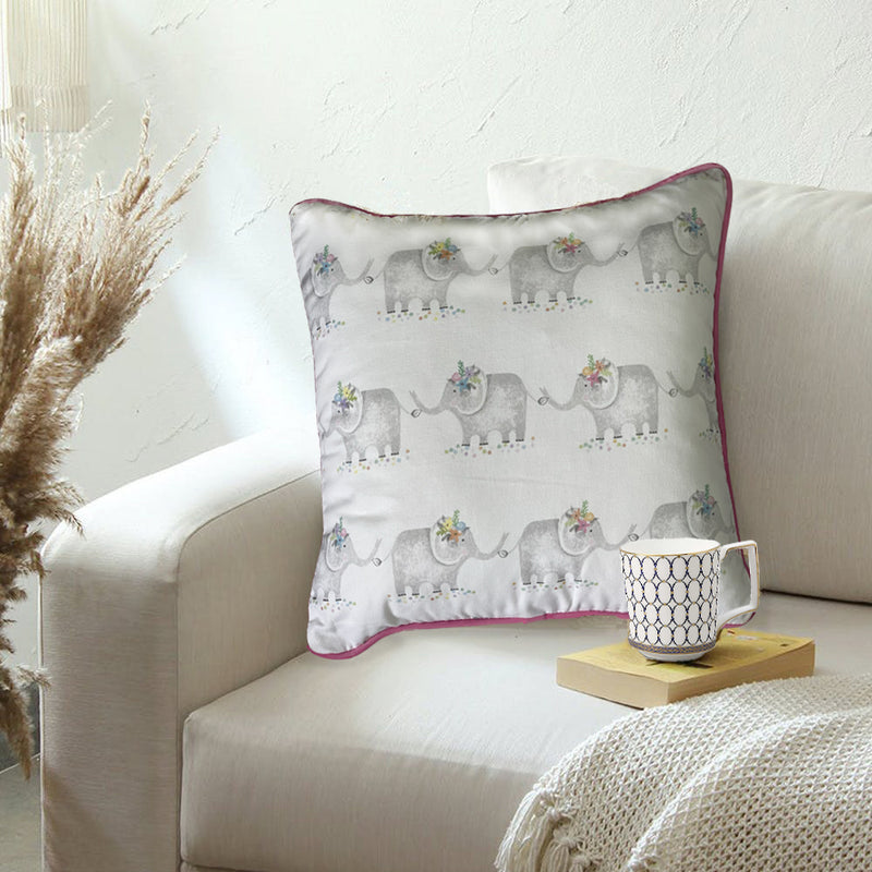 Elephant Parade Cushion/Pillow, White. 45x45cm (CSHN07)