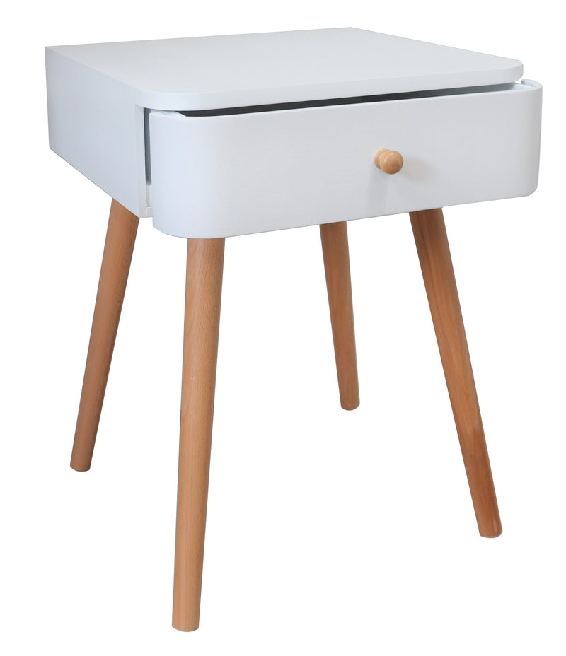Gina Mid Century Modern Two-Tone Bedside Table,White (6991149269155)