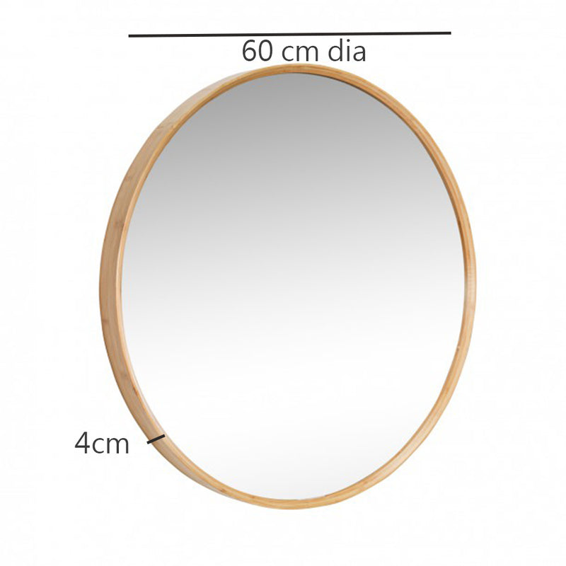 Round Wood Accent Wall Mirror,Natural (6991462564003)