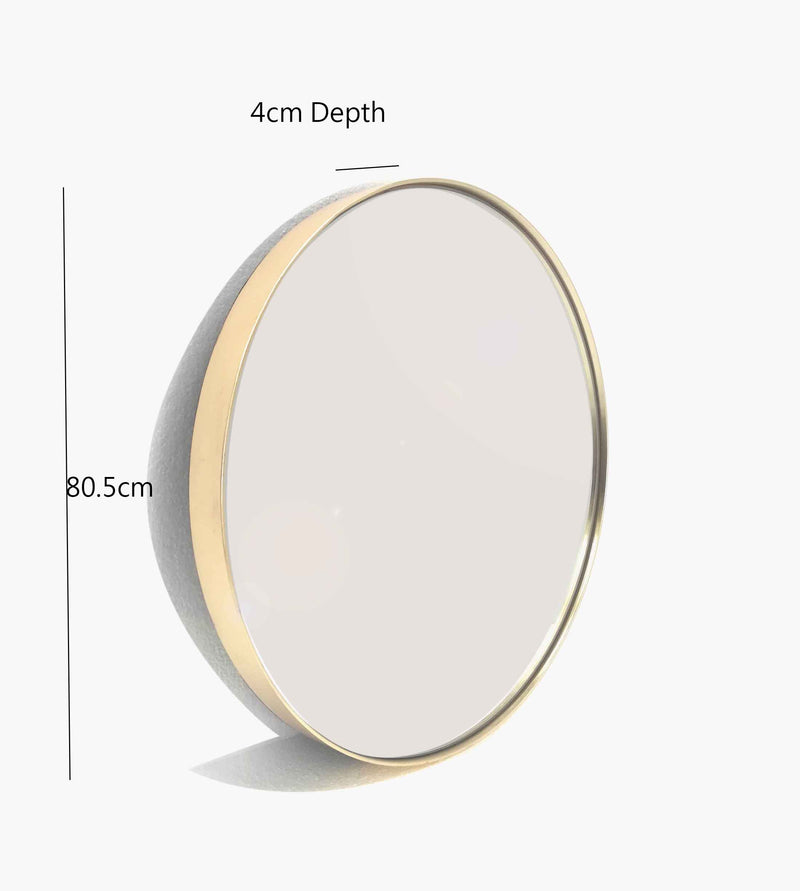 Studio Round Wood Accent Wall Mirror, Large, Gold (7502757429460)