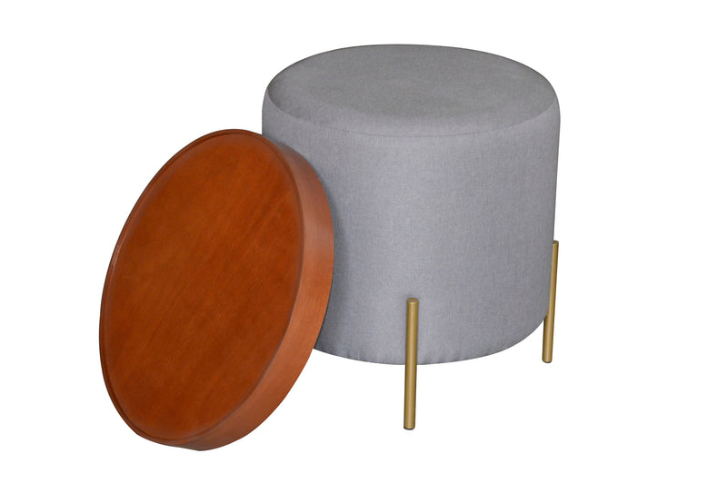 Valentine Ottoman With Tray Top, Light Grey Linen (6773375598755)