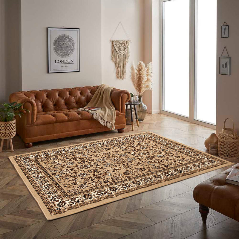 Traditional Style Rug 120 x 170cm Ivory/Coffee (6024413544611)