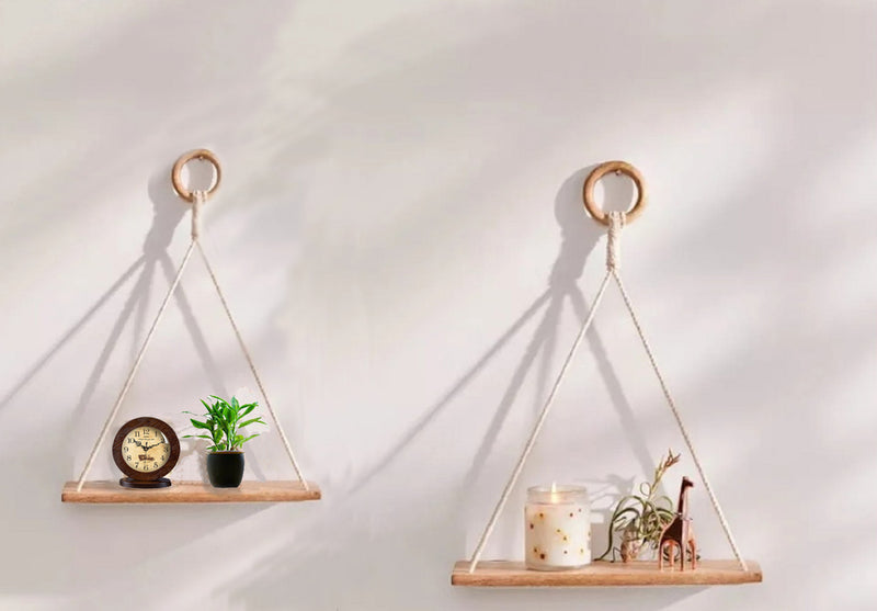 Set Of 2 Solid Wood Hanging Shelves (SR0032)