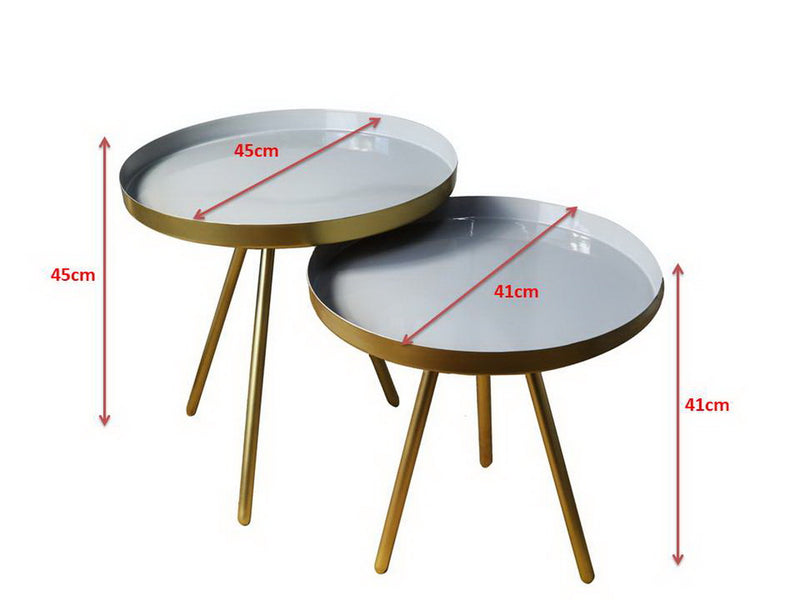 Ava Gold and Grey Metal Nest Of 2 Tables (6719568478371)
