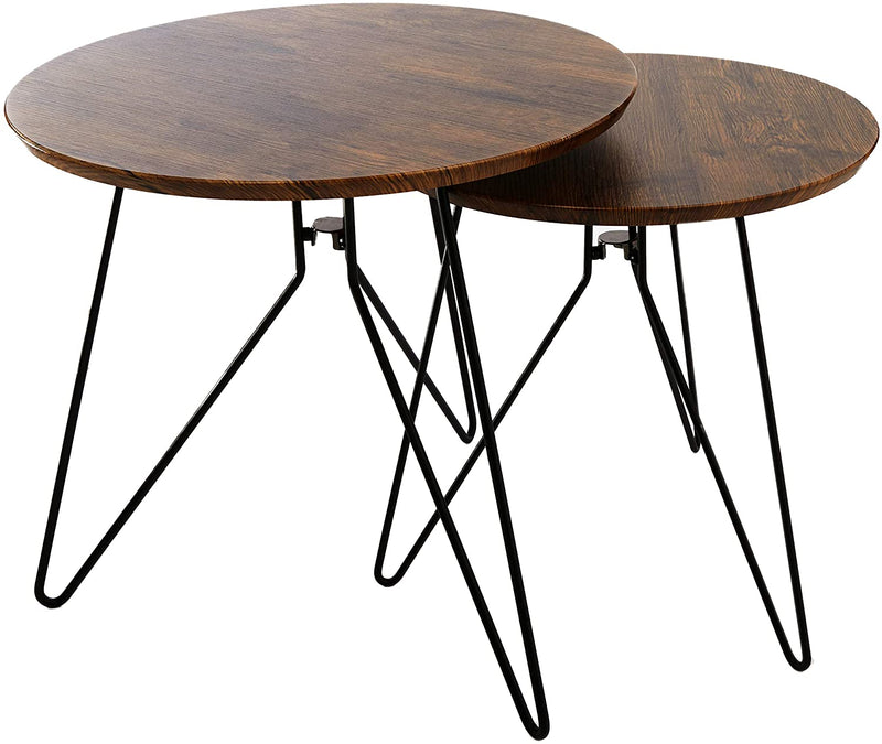 Alegro Set Of 2 Round Nesting Tables,Manufactured Wood Vintage Finish (6024391622819)