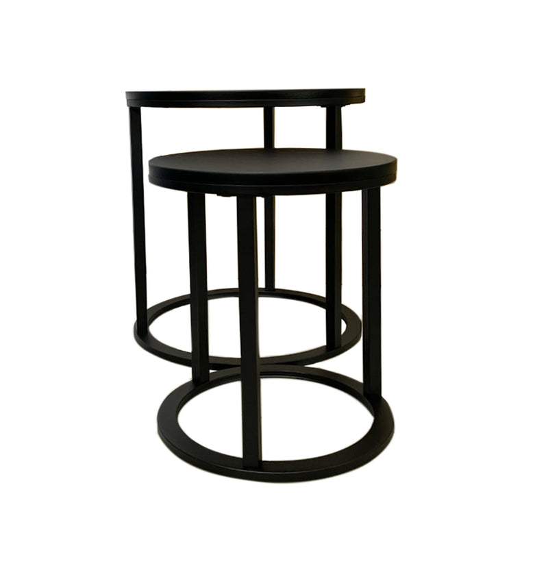 Paloma Set of 2 Round Nesting Tables, Matte Black Top and Base (7631914336468)
