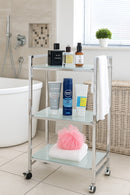 Glass Serving Cart, Display Shelving Unit for Bathroom, Kitchen, Office