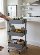 Lena 3-Tier Storage Rolling Cart, For Office/Beauty Salon/Home,Grey