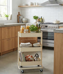 Lena 3-Tier Storage Rolling Cart, For Office/Beauty Salon/Home,Vanilla