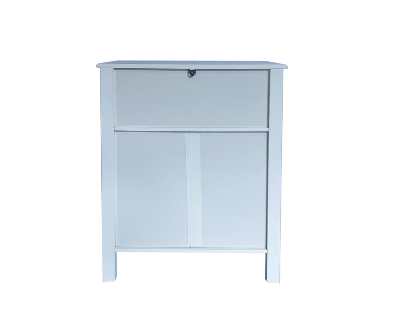 Vera Faux Rattan 2-Door Storage Cabinet,White