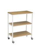 3 Tiers Storage Trolley On Wheels With Wooden Shelves