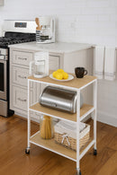3 Tiers Storage Trolley On Wheels With Wooden Shelves