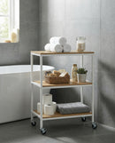 3 Tiers Storage Trolley On Wheels With Wooden Shelves