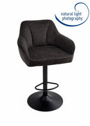 Set Of 2 Charlie Adjustable Height Barstool w Padded Seat and Black Base-Brown Fabric,BST19BR - Aspect Furniture Store