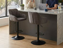 Set Of 2 Charlie Adjustable Height Barstool w Padded Seat and Black Base-Brown Fabric,BST19BR - Aspect Furniture Store