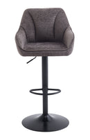 Set Of 2 Charlie Adjustable Height Barstool w Padded Seat and Black Base-Brown Fabric,BST19BR - Aspect Furniture Store