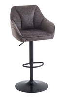 Set Of 2 Charlie Adjustable Height Barstool w Padded Seat and Black Base-Brown Fabric,BST19BR - Aspect Furniture Store