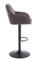 Set Of 2 Charlie Adjustable Height Barstool w Padded Seat and Black Base-Brown Fabric,BST19BR - Aspect Furniture Store