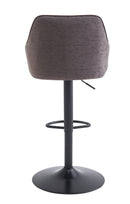Set Of 2 Charlie Adjustable Height Barstool w Padded Seat and Black Base-Brown Fabric,BST19BR - Aspect Furniture Store
