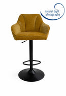 Set Of 2 Charlie Adjustable Height Barstool w Padded Seat and Black Base-Mustard Fabric,BST19MU - Aspect Furniture Store