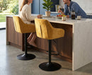 Set Of 2 Charlie Adjustable Height Barstool w Padded Seat and Black Base-Mustard Fabric,BST19MU - Aspect Furniture Store