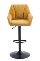 Set Of 2 Charlie Adjustable Height Barstool w Padded Seat and Black Base-Mustard Fabric,BST19MU - Aspect Furniture Store