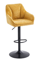 Set Of 2 Charlie Adjustable Height Barstool w Padded Seat and Black Base-Mustard Fabric,BST19MU - Aspect Furniture Store