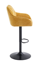 Set Of 2 Charlie Adjustable Height Barstool w Padded Seat and Black Base-Mustard Fabric,BST19MU - Aspect Furniture Store