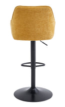 Set Of 2 Charlie Adjustable Height Barstool w Padded Seat and Black Base-Mustard Fabric,BST19MU - Aspect Furniture Store