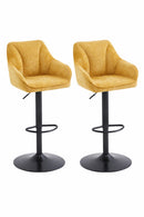 Set Of 2 Charlie Adjustable Height Barstool w Padded Seat and Black Base-Mustard Fabric,BST19MU - Aspect Furniture Store