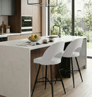Set Of 2 Lincoln Swivel Barstool w Padded Seat and Black Base-Cream Linen,BST20C - Aspect Furniture Store