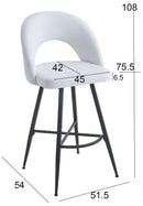 Set Of 2 Lincoln Swivel Barstool w Padded Seat and Black Base-Cream Linen,BST20C - Aspect Furniture Store