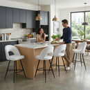 Set Of 2 Lincoln Swivel Barstool w Padded Seat and Black Base-Cream Linen,BST20C - Aspect Furniture Store