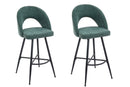 Set Of 2 Lincoln Swivel Barstool w Padded Seat and Black Base-Green Linen,BST20GN - Aspect Furniture Store