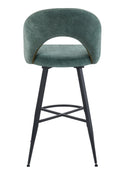 Set Of 2 Lincoln Swivel Barstool w Padded Seat and Black Base-Green Linen,BST20GN - Aspect Furniture Store