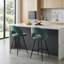 Set Of 2 Lincoln Swivel Barstool w Padded Seat and Black Base-Green Linen,BST20GN - Aspect Furniture Store