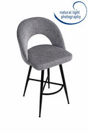 Set Of 2 Lincoln Swivel Barstool w Padded Seat and Black Base-Grey Linen,BST20GY - Aspect Furniture Store