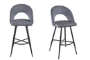 Set Of 2 Lincoln Swivel Barstool w Padded Seat and Black Base-Grey Linen,BST20GY - Aspect Furniture Store