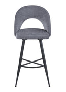 Set Of 2 Lincoln Swivel Barstool w Padded Seat and Black Base-Grey Linen,BST20GY - Aspect Furniture Store